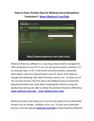 how to enter product key for webroot