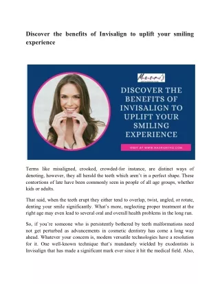 discover the benefits of invisalign to uplift