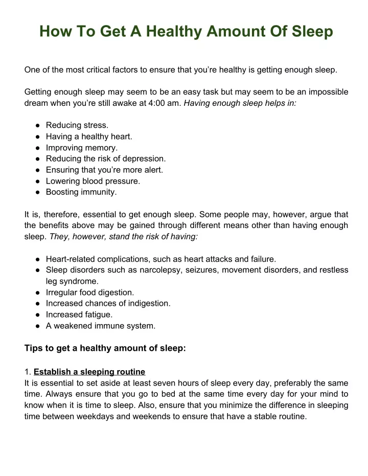 how to get a healthy amount of sleep