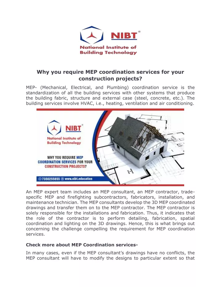 why you require mep coordination services