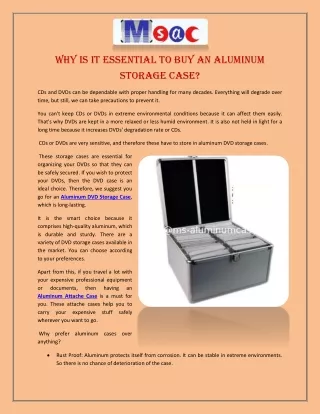 Why is It Essential to Buy an Aluminum Storage Case?