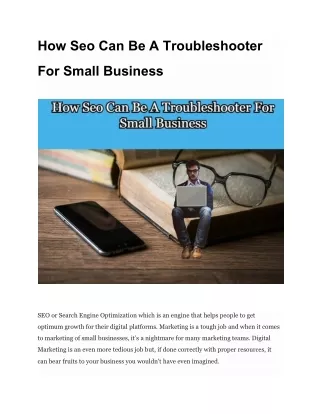 How Seo Can Be A Troubleshooter For Small Business