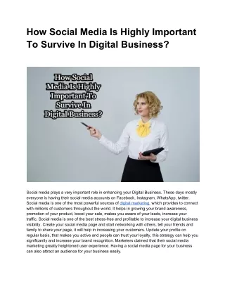 How Social Media Is Highly Important To Survive In Digital Business?