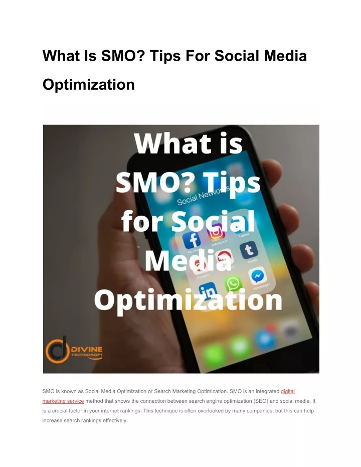 what is smo tips for social media