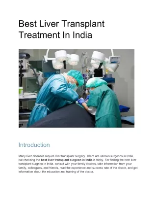 Best Liver Transplant Treatment In India