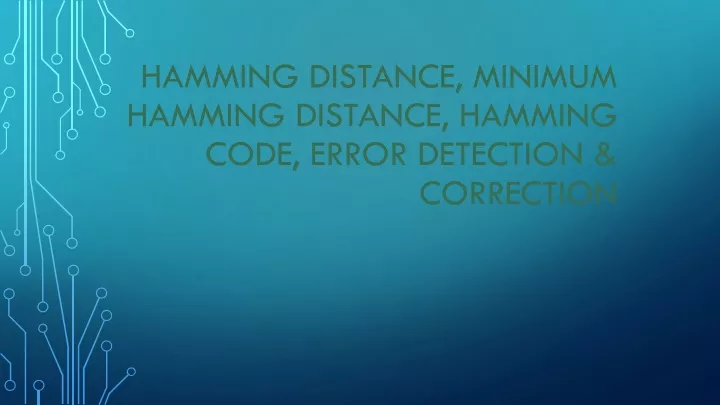 hamming distance minimum hamming distance hamming code error detection correction