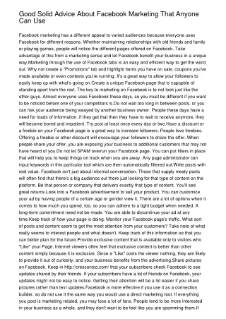 good solid advice about facebook marketing that