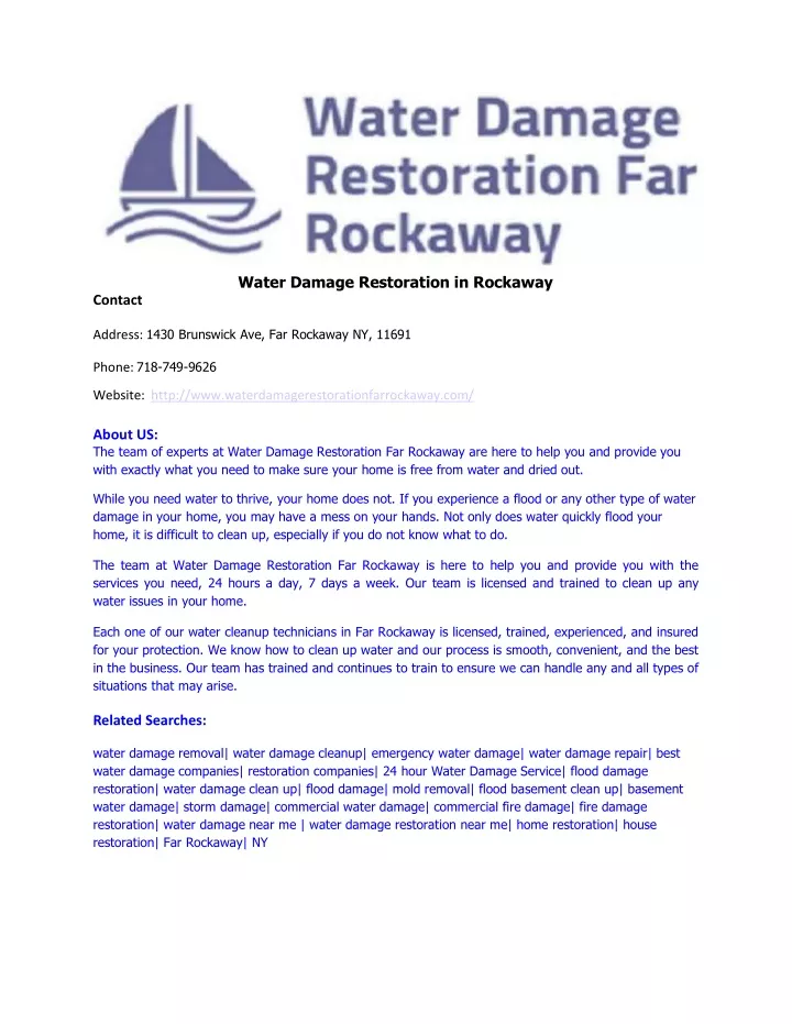 water damage restoration in rockaway