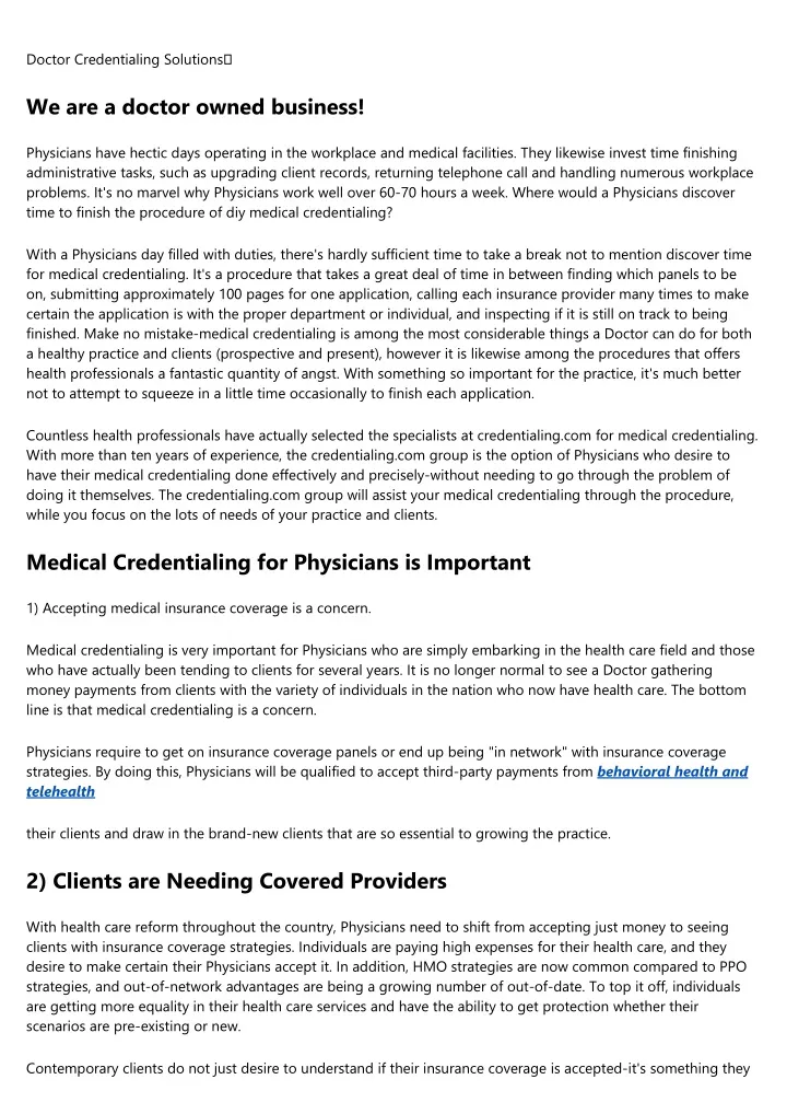 doctor credentialing solutions