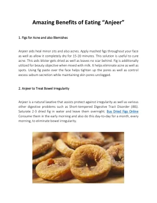 Amazing Benefits of Eating “Anjeer”