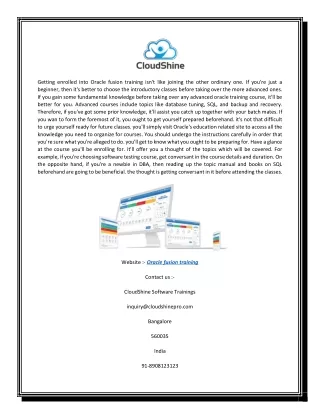 getting enrolled into oracle fusion training