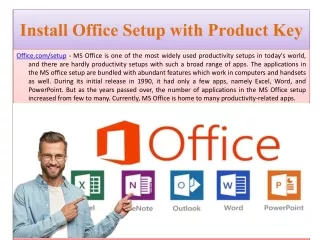 office.com/setup - enter product key