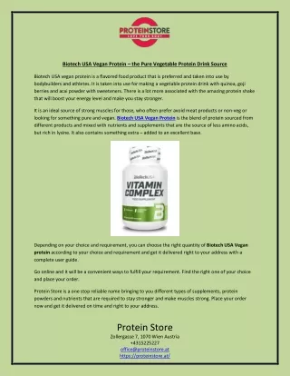 Biotech USA Vegan Protein – the Pure Vegetable Protein Drink Source