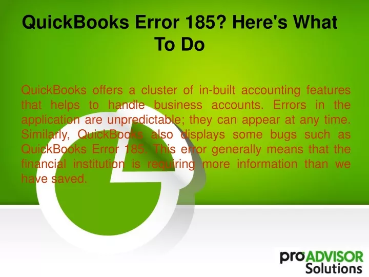 quickbooks error 185 here s what to do