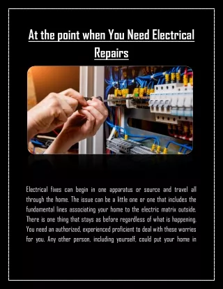 at the point when you need electrical repairs