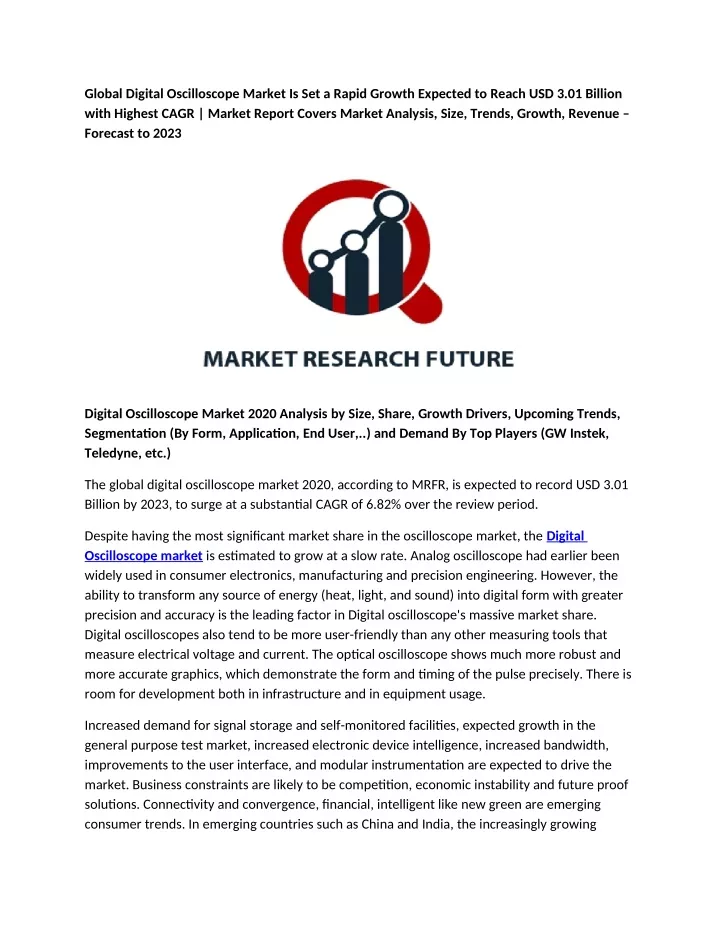 global digital oscilloscope market is set a rapid