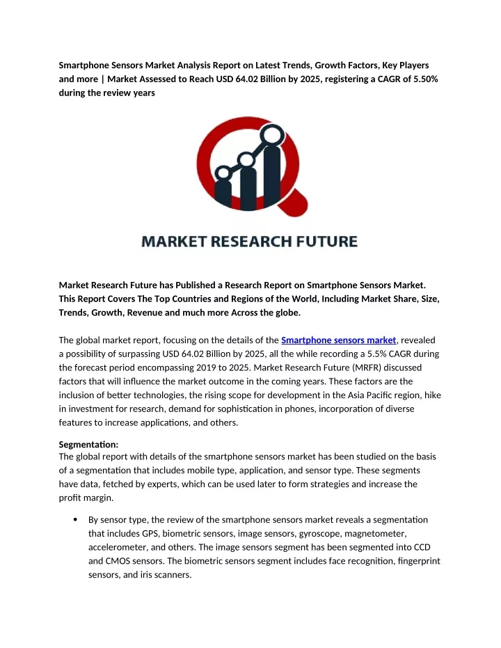 smartphone sensors market analysis report