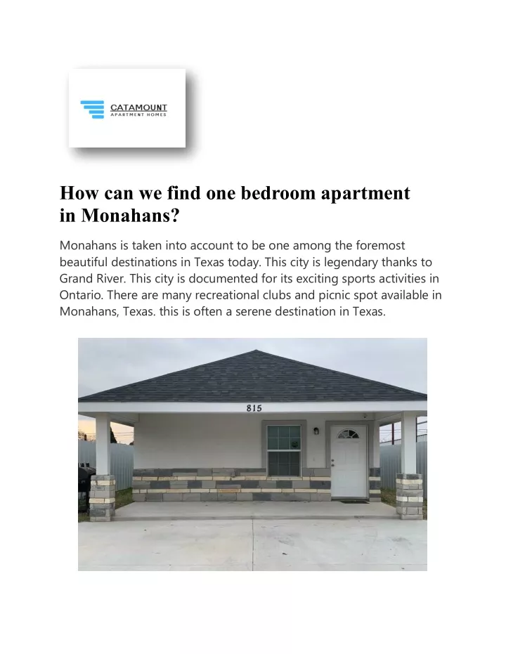 how can we find one bedroom apartment in monahans