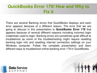 QuickBooks Error 179! How and Why to Fix it