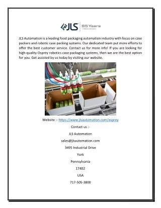 jls automation is a leading food packaging