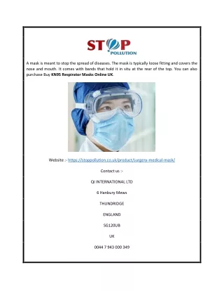 Buy Surgery Medical Mask Online UK | STOPPOLLUTION.CO.UK