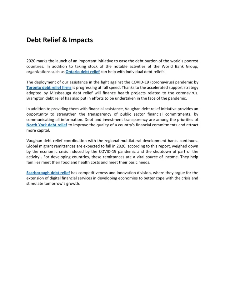 debt relief impacts