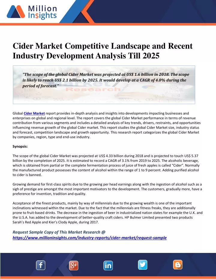 cider market competitive landscape and recent