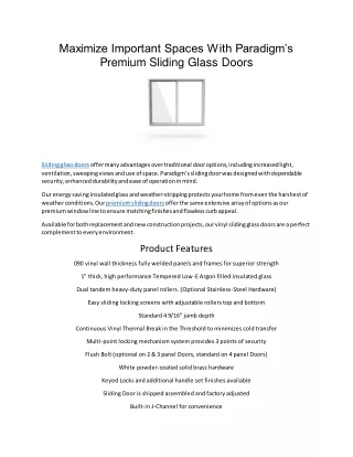 Maximize Important Spaces With Paradigm’s Premium Sliding Glass Doors