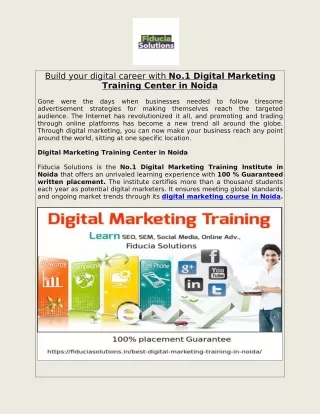 Build your digital career with No.1 Digital Marketing Training Center in Noida