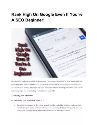 Rank High On Google Even If You’re A SEO Beginner!