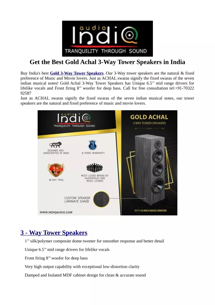 get the best gold achal 3 way tower speakers