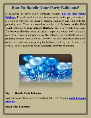 how to handle your party balloons