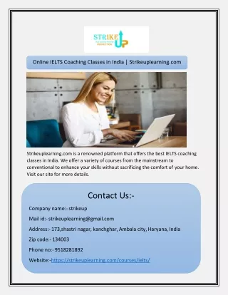 Online IELTS Coaching Classes in India | Strikeuplearning.com