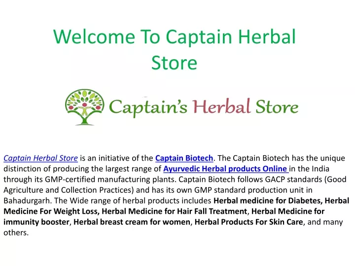 welcome to captain herbal store