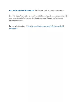 hire full stack android developer full stack