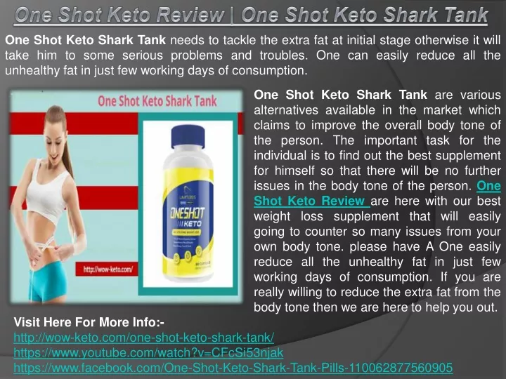 one shot keto shark tank needs to tackle