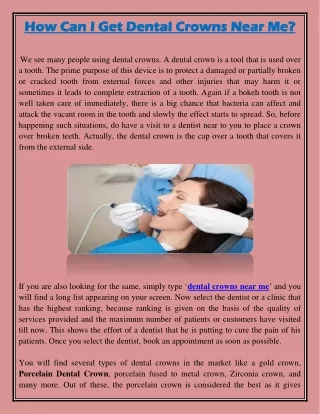 How can I get dental crowns near me?