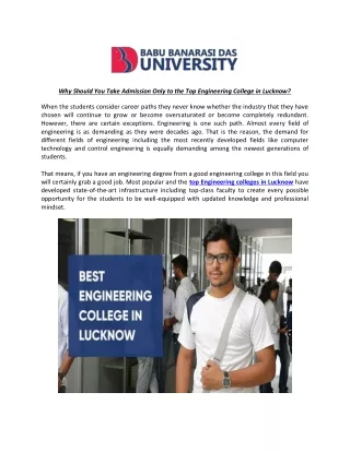 Why Should You Take Admission Only to the Top Engineering College in Lucknow?