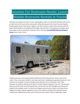 solution for restroom needs luxury mobile