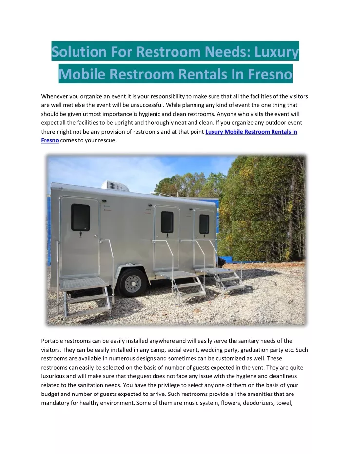 solution for restroom needs luxury mobile