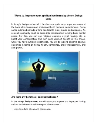 Ways to improve your spiritual wellness by Amyn Dahya case