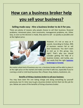 how can a business broker help you sell your