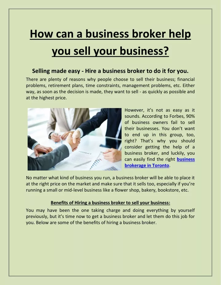 how can a business broker help you sell your