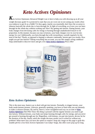 Where to Buy Keto Actives Opiniones Reviews Benfits (website)!