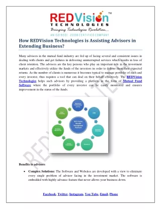 how redvision technologies is assisting advisors