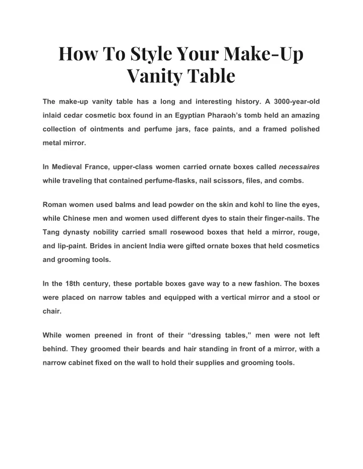 how to style your make up vanity table