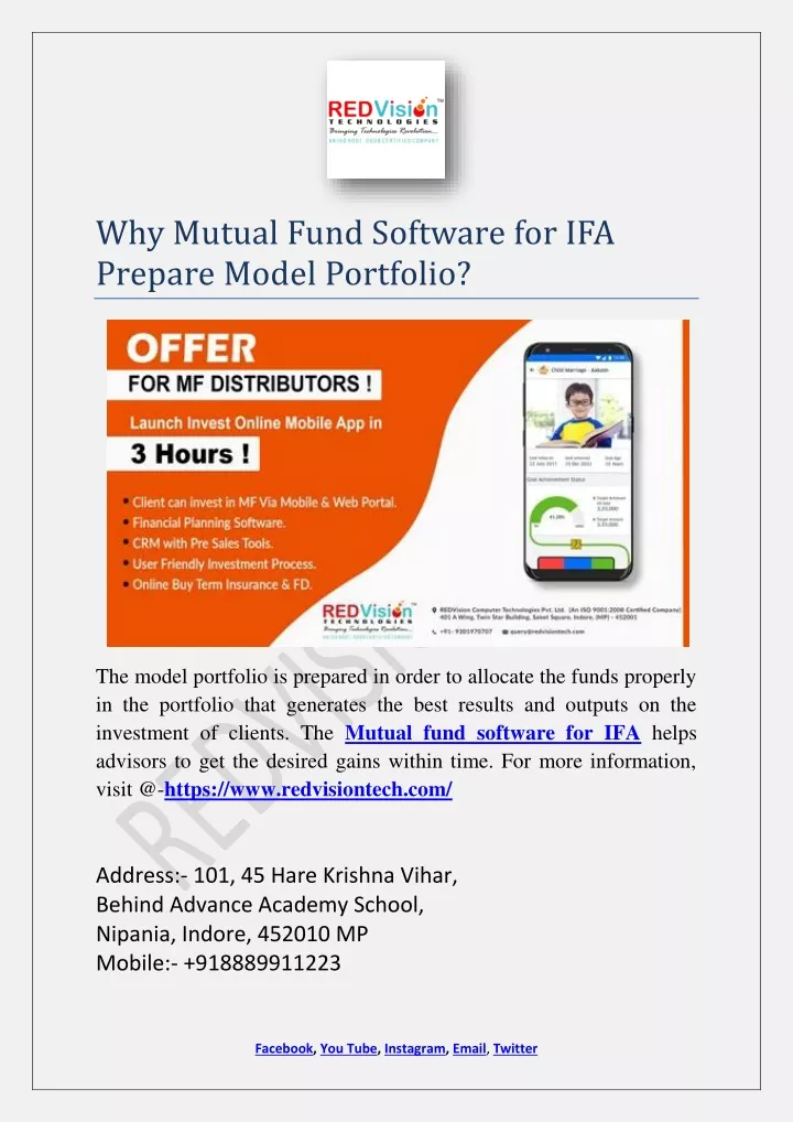 why mutual fund software for ifa prepare model