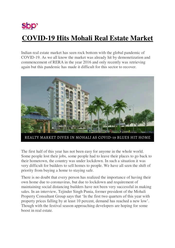 covid 19 hits mohali real estate market