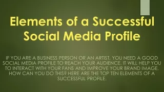 elements of a successful social media profile