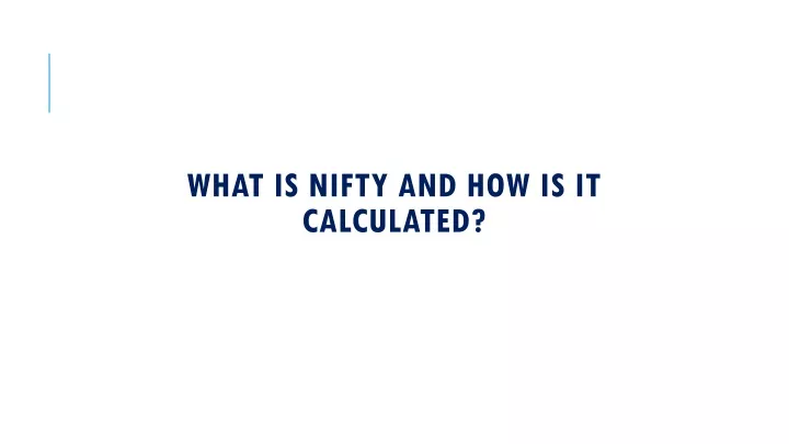 what is nifty and how is it calculated